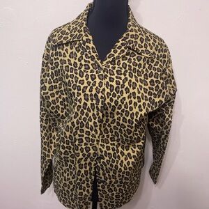 Gloria Vanderbilt Tan Leopard Print SILK Blouse